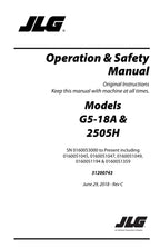 JLG 2505H G5-18A Telehandler Maintenance Operation Operators Manual 31200743
