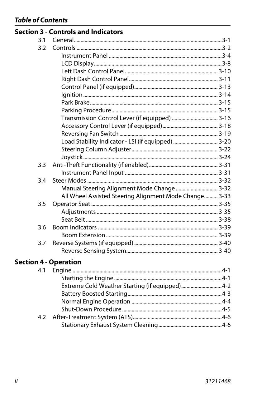 Manual del operador de mantenimiento y operación del manipulador telescópico JLG 832 925 31211468