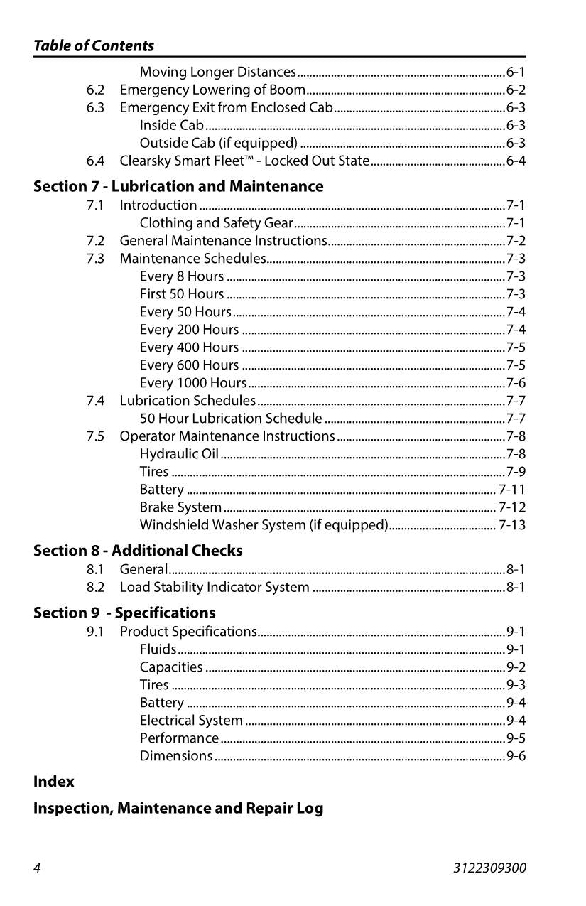 Manual del operador de mantenimiento y operación del manipulador telescópico JLG E313