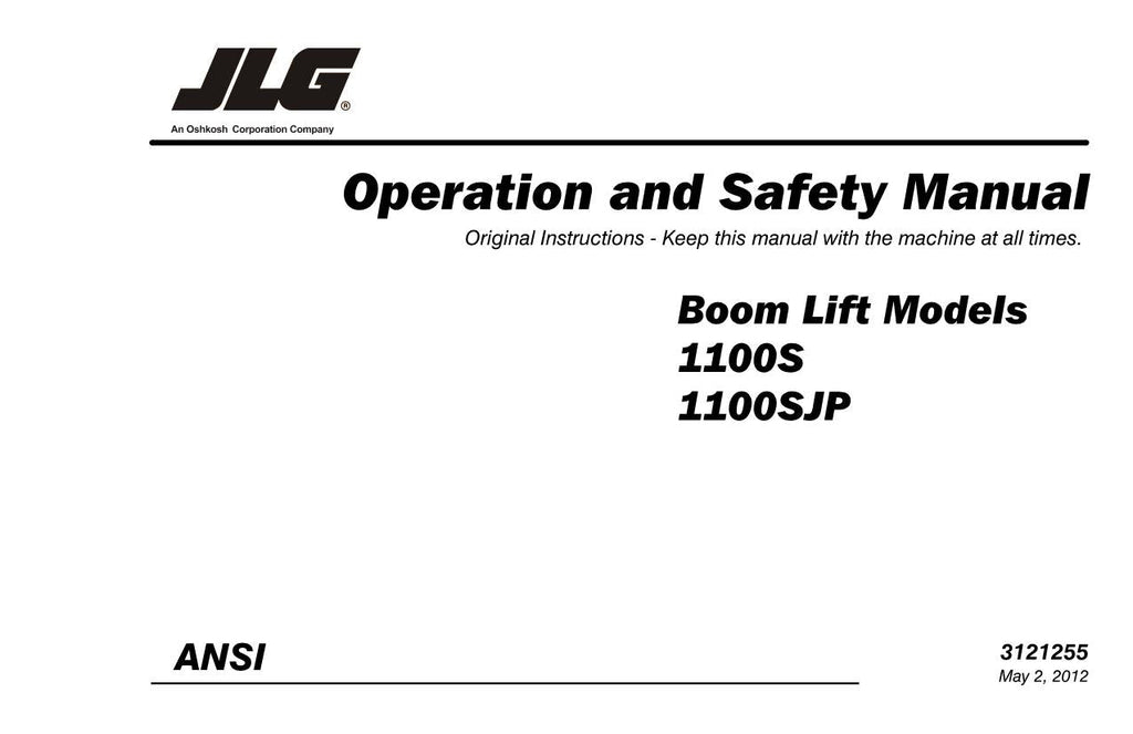 Manual del operador de mantenimiento y operación de la plataforma elevadora JLG 1100S 1100SJP