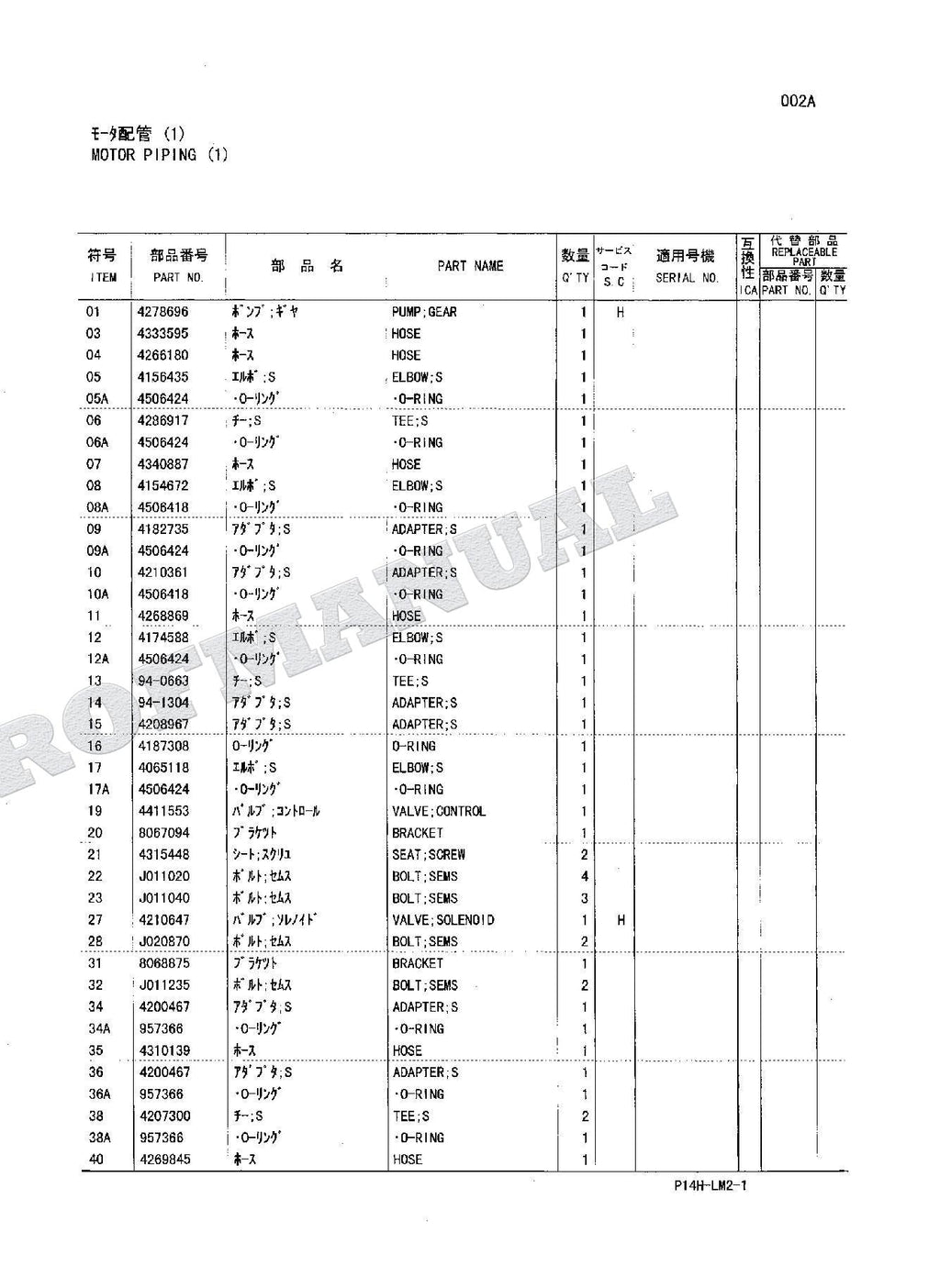 HITACHI EX200LV-5 EX200-5X EX200-5E Lifting Magnt Excavator Parts Catalog Manual