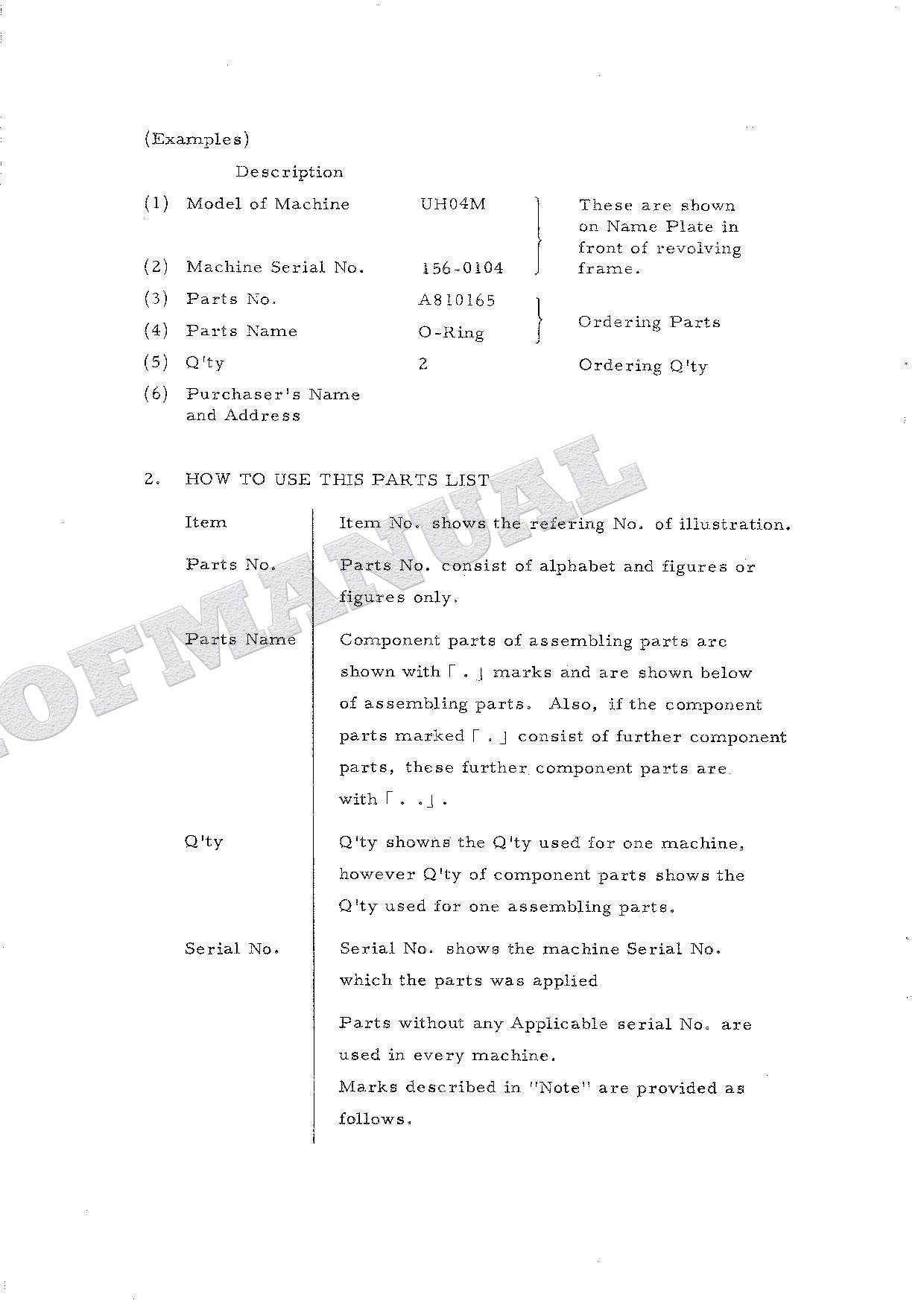 HITACHI UH04M Excavator Parts Catalog Manual