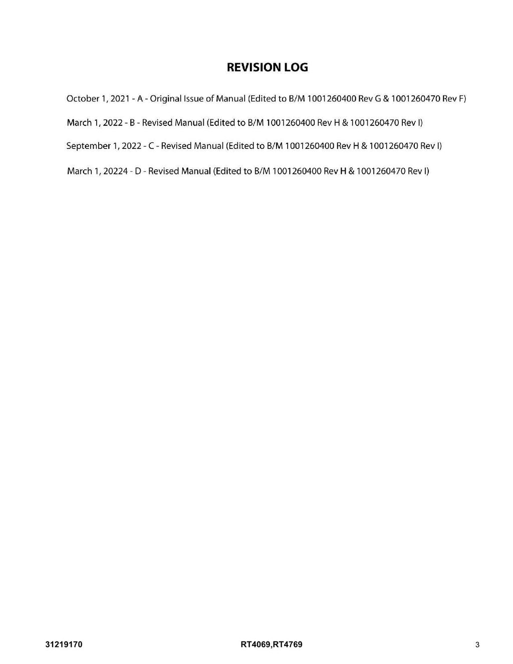 JLG RT4069 RT4769  Scissor Lift Parts Catalog Manual