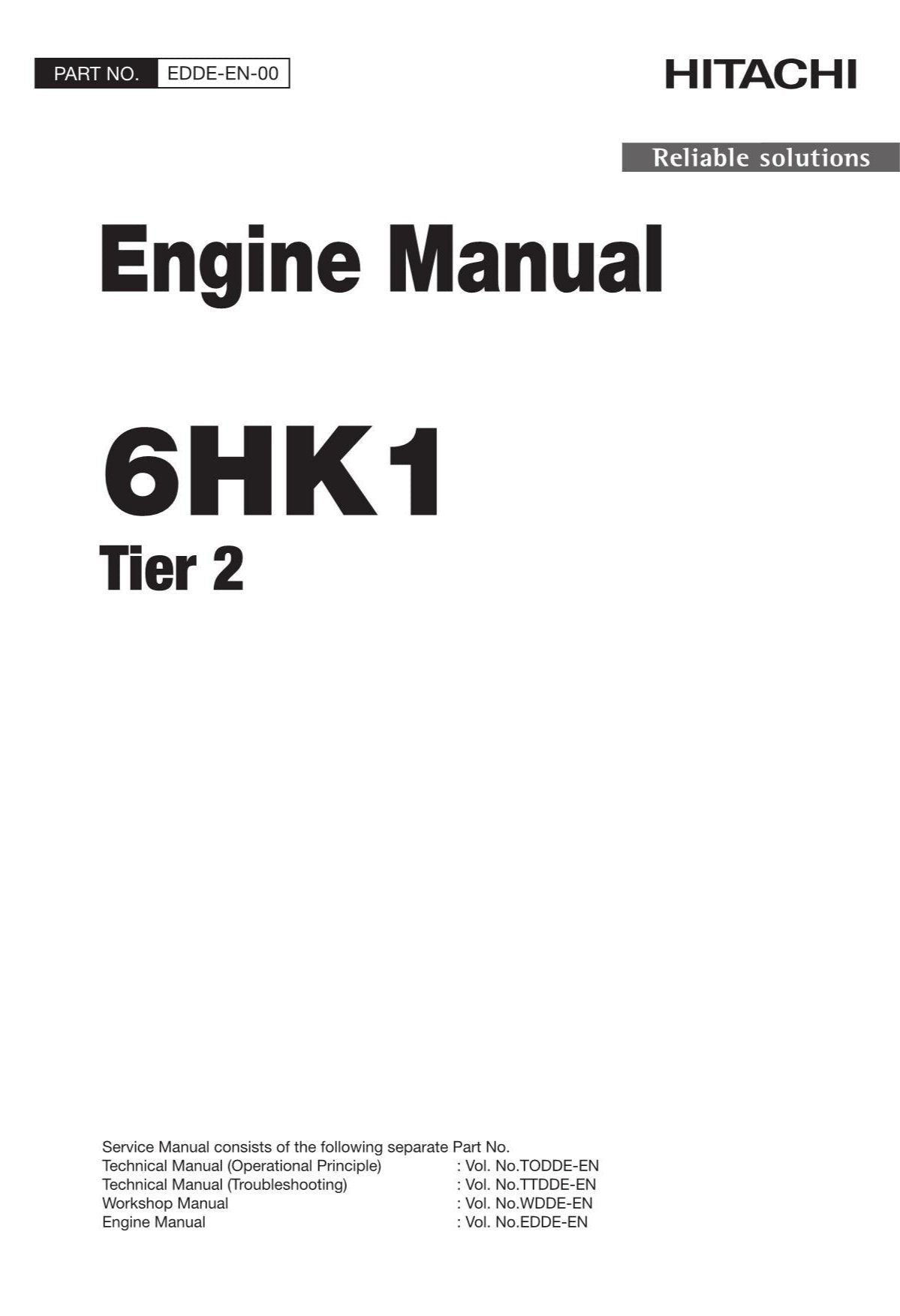 Hitachi 6HK1 Tier2 Engine Service manual