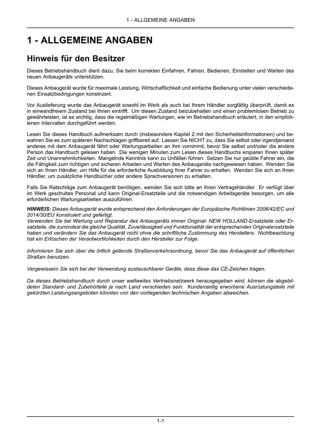 New Holland DISCCUTTER 240P 280P 320P Scheibenmäher Betriebsanleitung