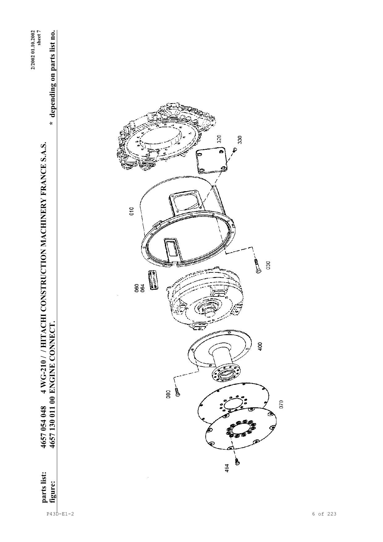 Hitachi LX290E LX290E-2 Wheel Loader Parts Catalog Manual