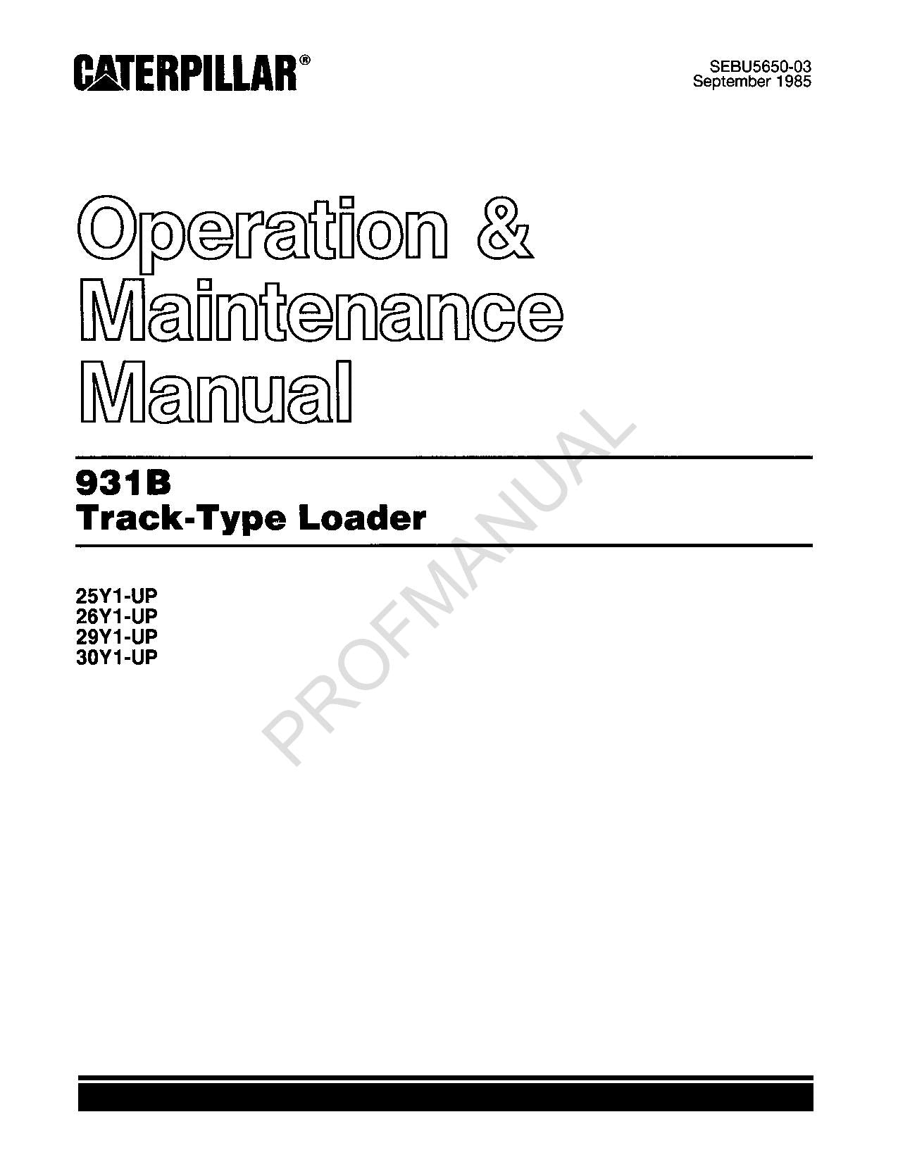 Manual de mantenimiento del operador del cargador de cadenas Caterpillar 931B