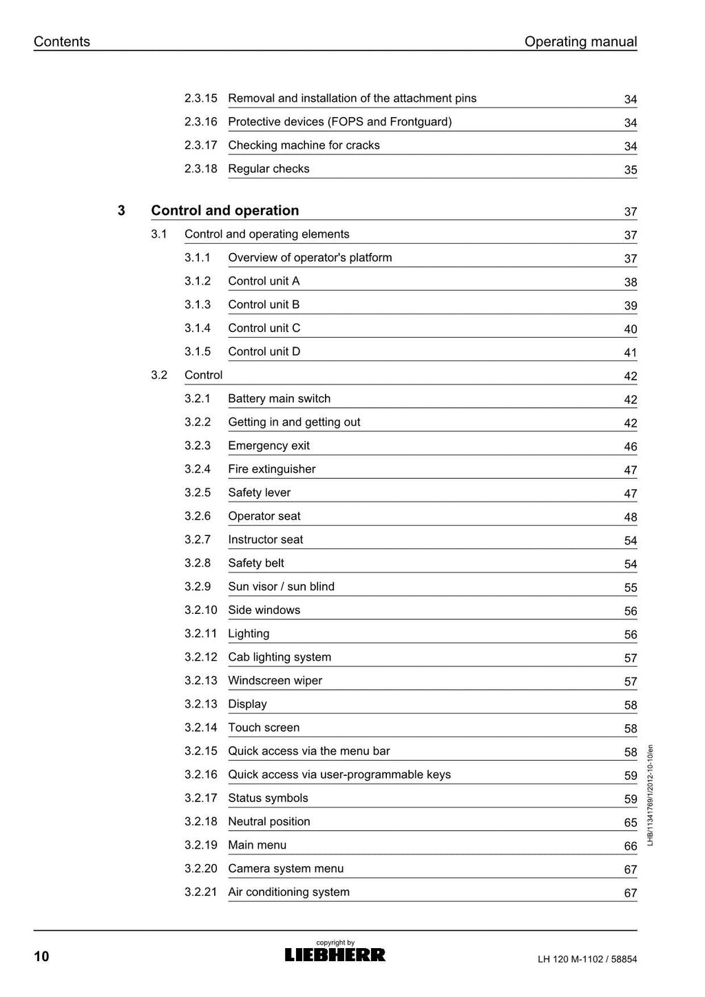 Liebherr LH120 M Excavator Operators manual
