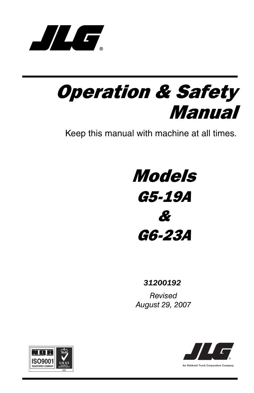 Manual del operador de mantenimiento y operación del manipulador telescópico JLG G5-19A G6-23A