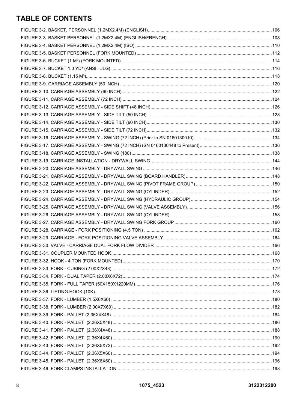 JLG 1075 4523 Telehandler Parts Catalog Manual