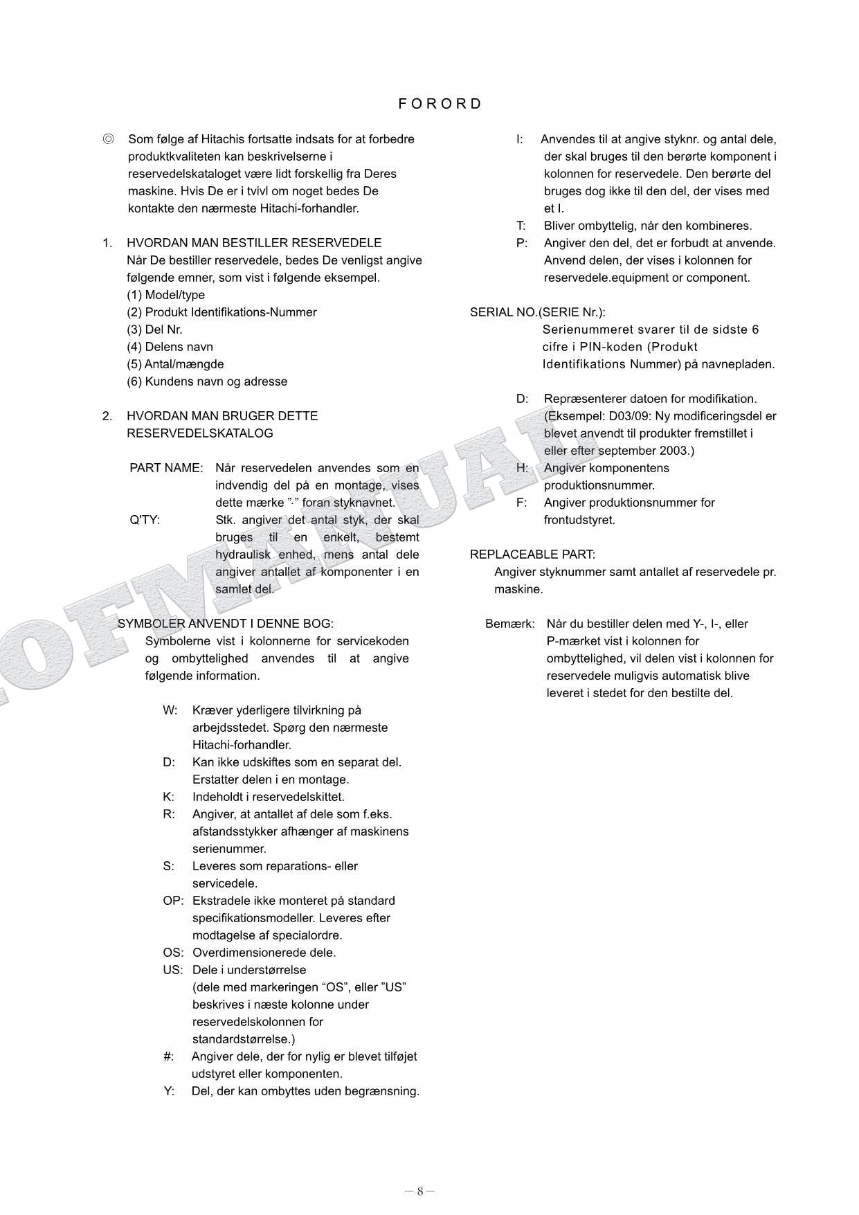 HITACHI ZAXIS ZX75UST Innner Excavator Parts Catalog Manual
