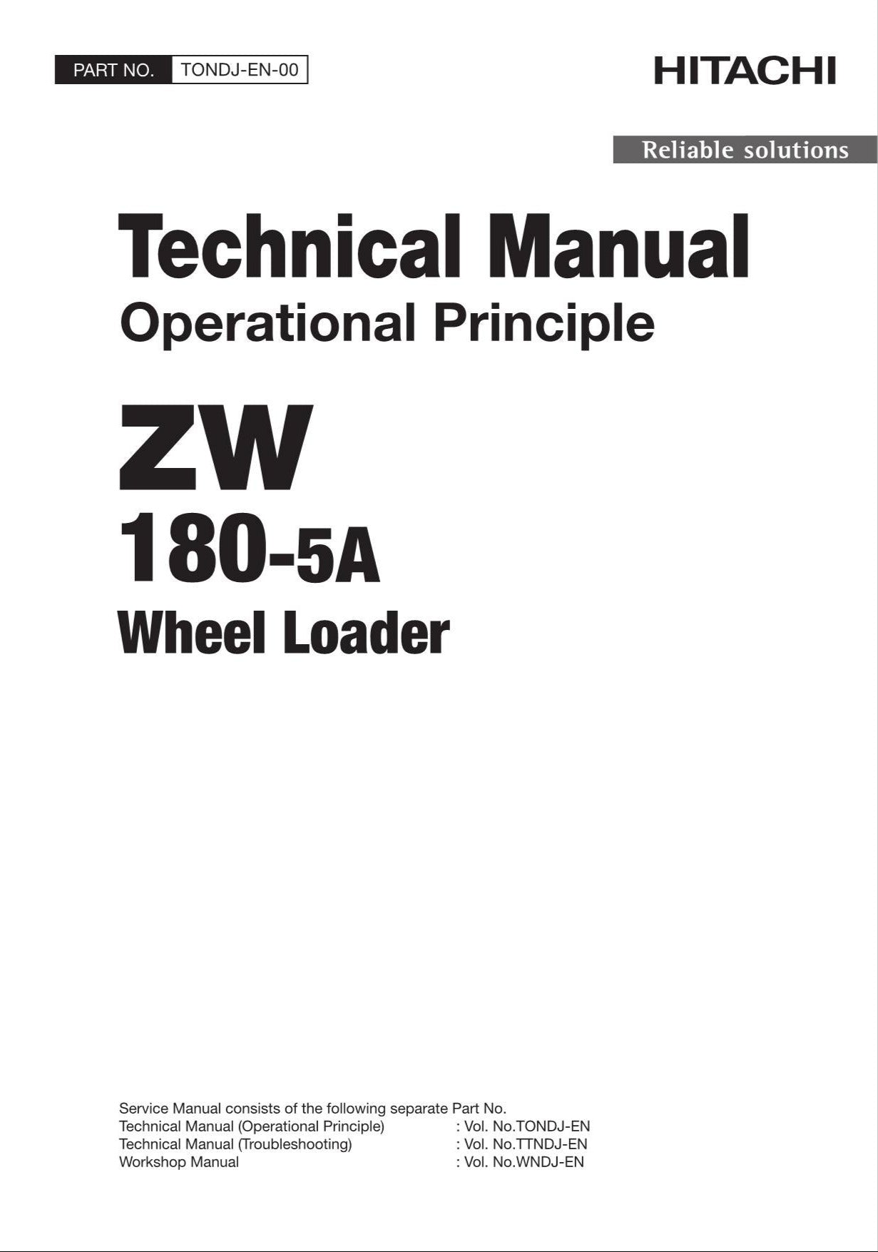 Hitachi ZW180-5A Wheel Loader Technical Manual Operational Principle