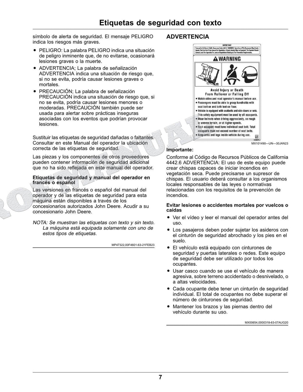 John Deere XUV560E XUV560E S4 cocodrilo Manual del Operador Español SN 080001-