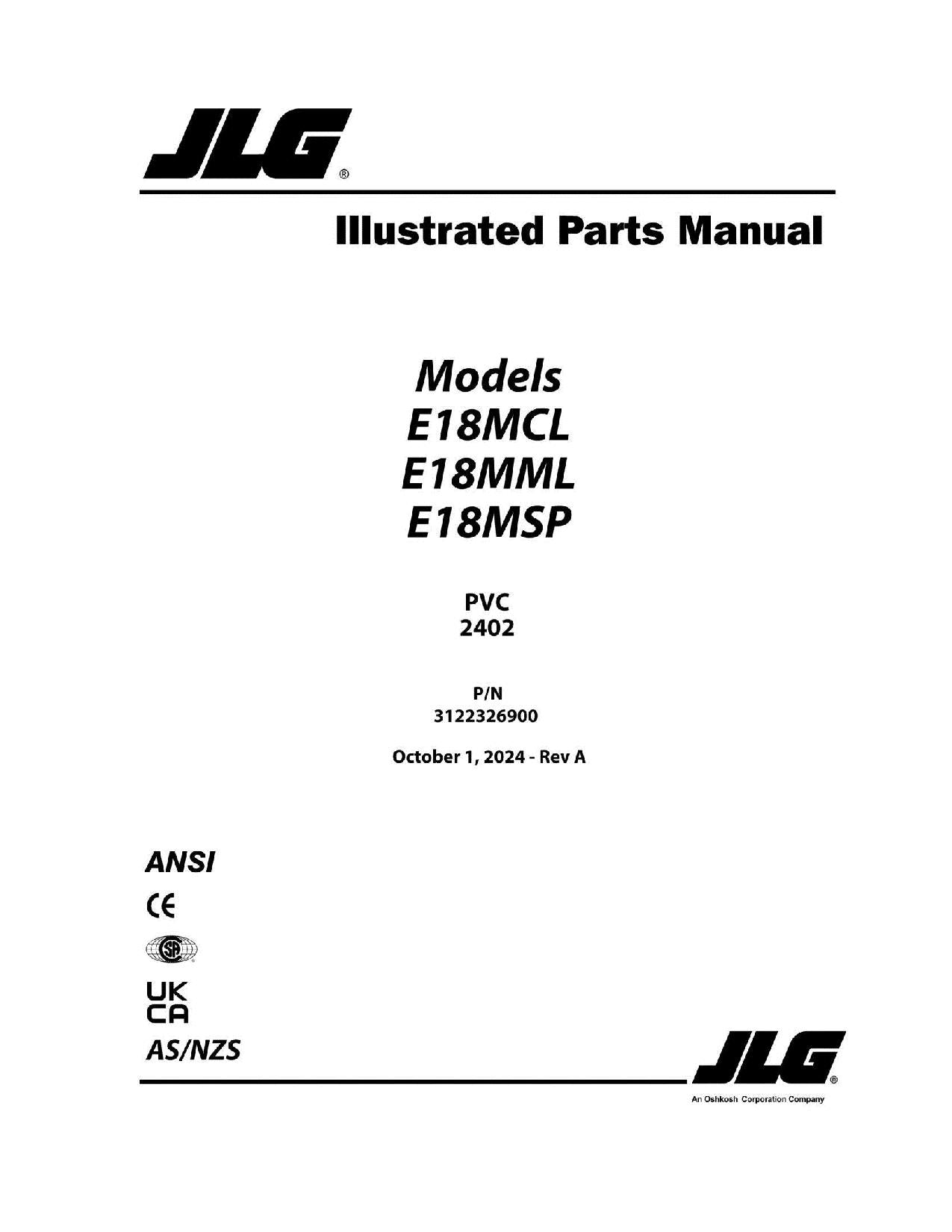 Manual del catálogo de piezas del mástil vertical JLG E18MCL E18MML E18MSP