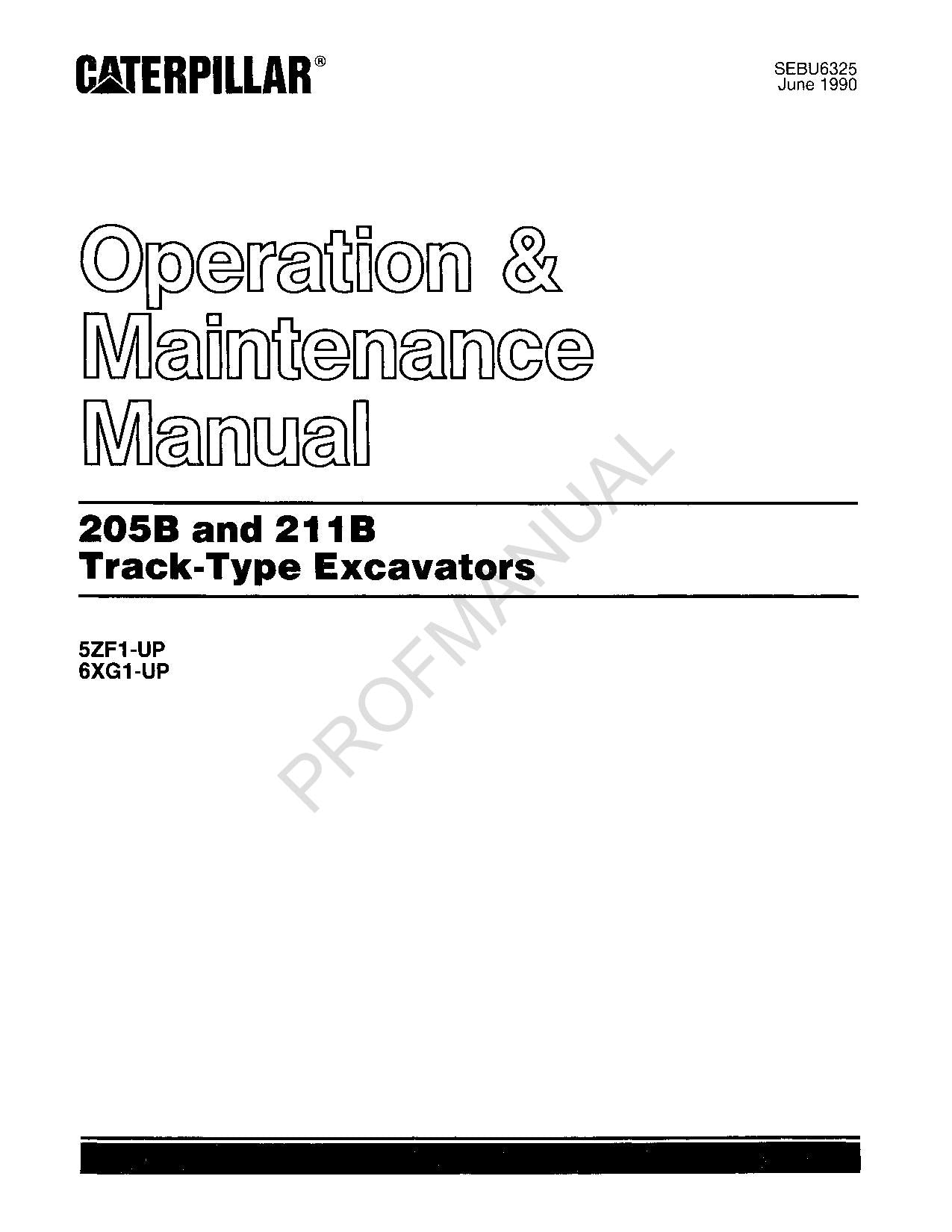 Manual de mantenimiento del operador de excavadoras de cadenas Caterpillar 205B 211B