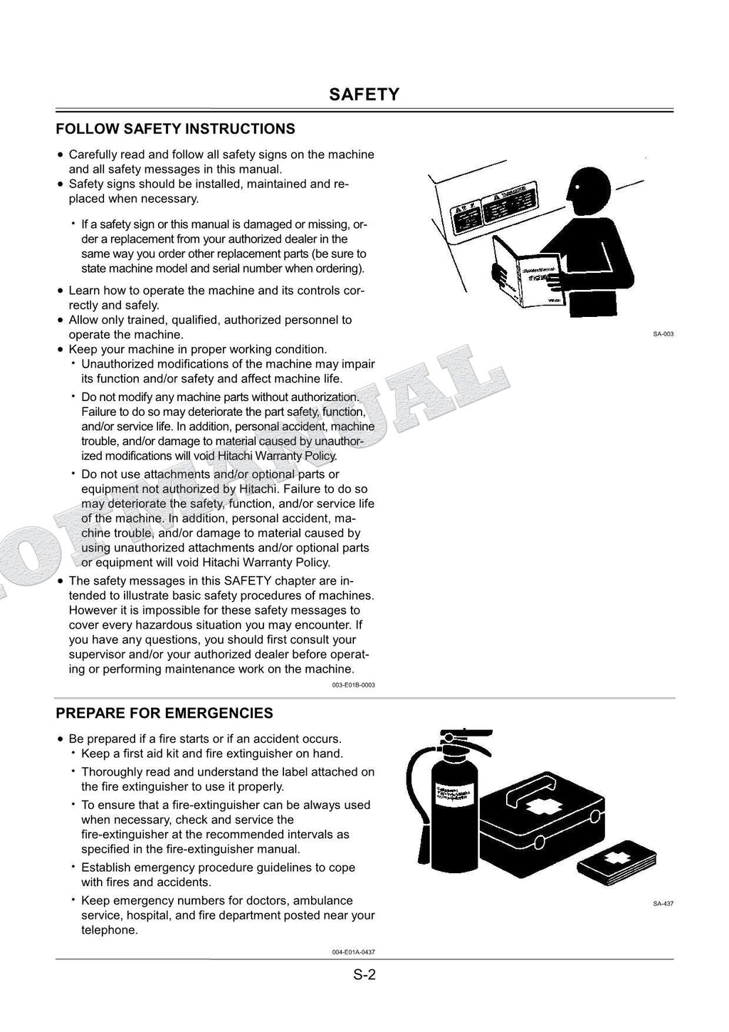 HITACHI SHELL-PUSH CLAMSHELL BUCKET 0.2 0.25 m3 Excavator Parts Catalog Manual