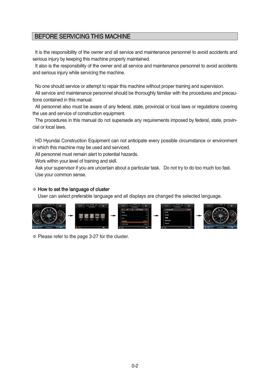 Manual de mantenimiento del operador de la excavadora sobre cadenas Hyundai HX380 L