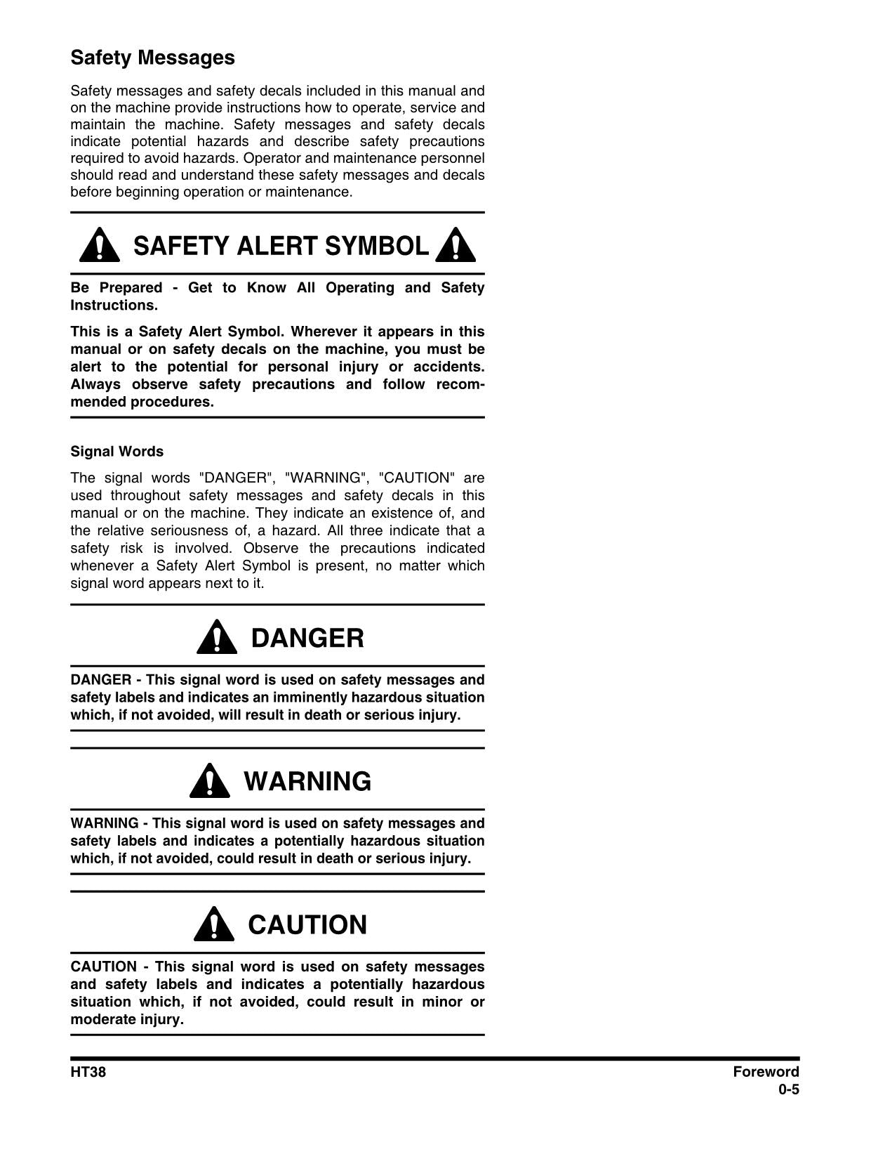 Hyundai HT38 SKID STEER LOADER Operators Maintenance Manual