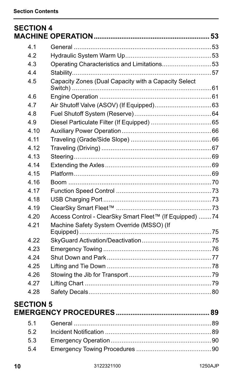 Manual del operador de mantenimiento y operación de la plataforma elevadora JLG 1250AJP 3122321100