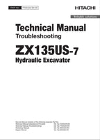 HITACHI ZX135US-7 Excavator Troubleshooting Oceanian +Schematic Technical Manual