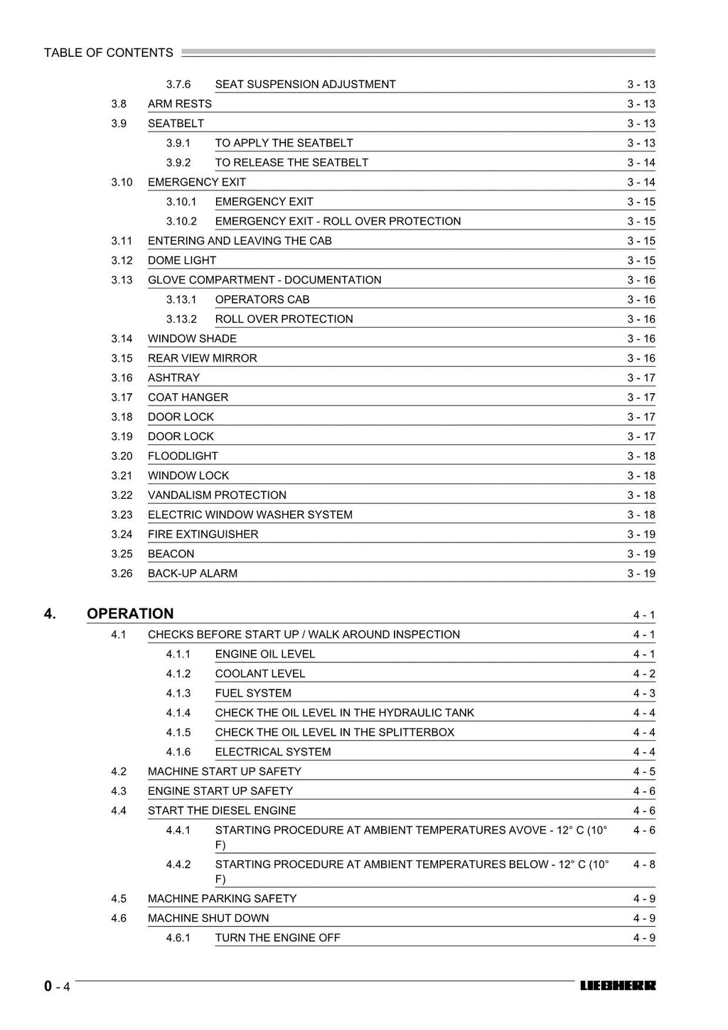 Liebherr RL42 B Litronic Pipe Layer Operators manual