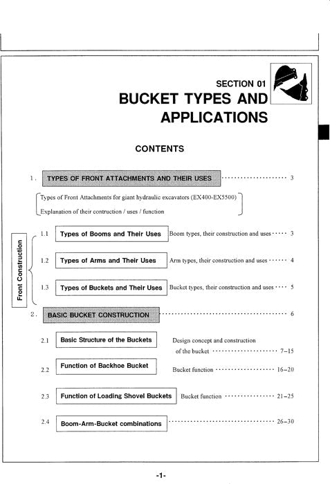 HITACHI BUCKETS EXCAVATOR SERVICE MANUAL