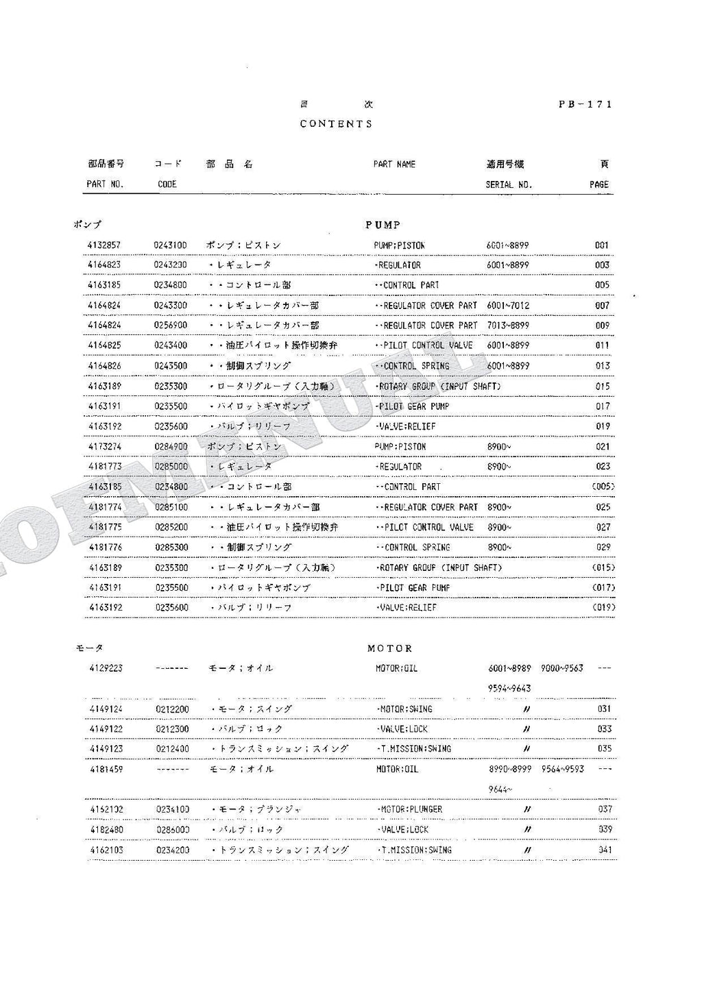 HITACHI UH045-7 UH063 Equip Component Excavator Parts Catalog Manual P129-E1-5