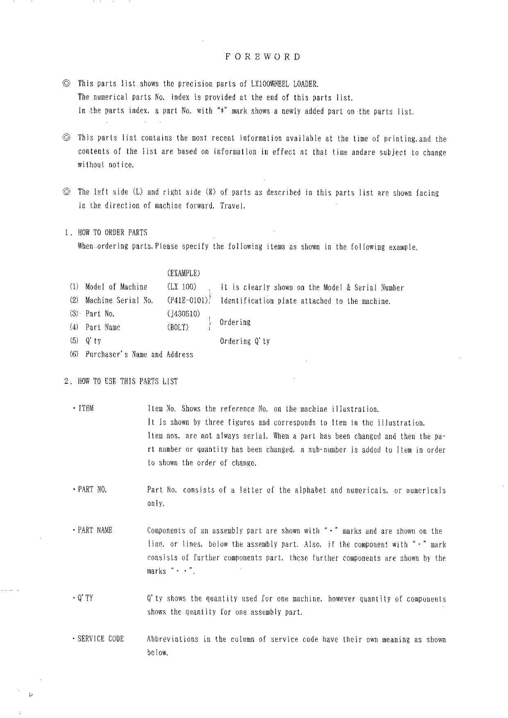 Hitachi LX100 Wheel Loader Equipment Component Parts Catalog Manual SN 0101-up