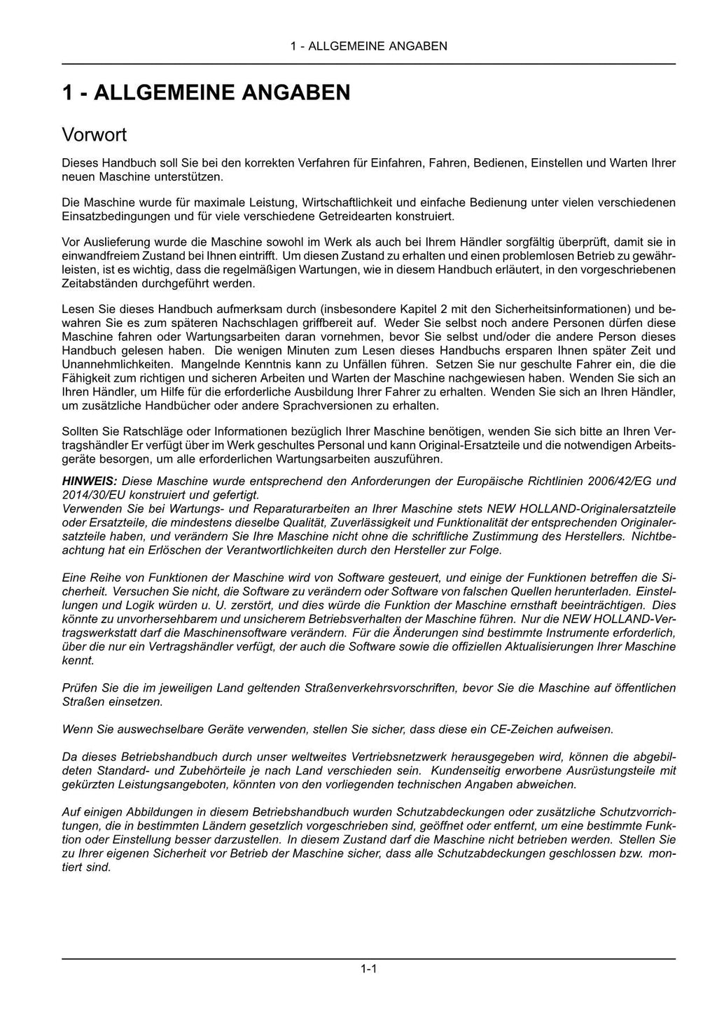 New Holland 760CG Schneidwerk Betriebsanleitung Ab 8104