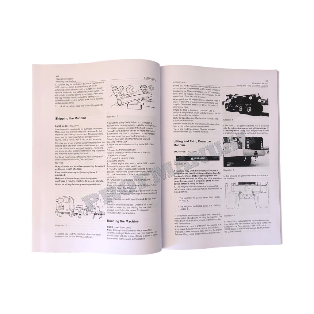 Caterpillar D250E D300E Series II Articulated Truck Operators Manual