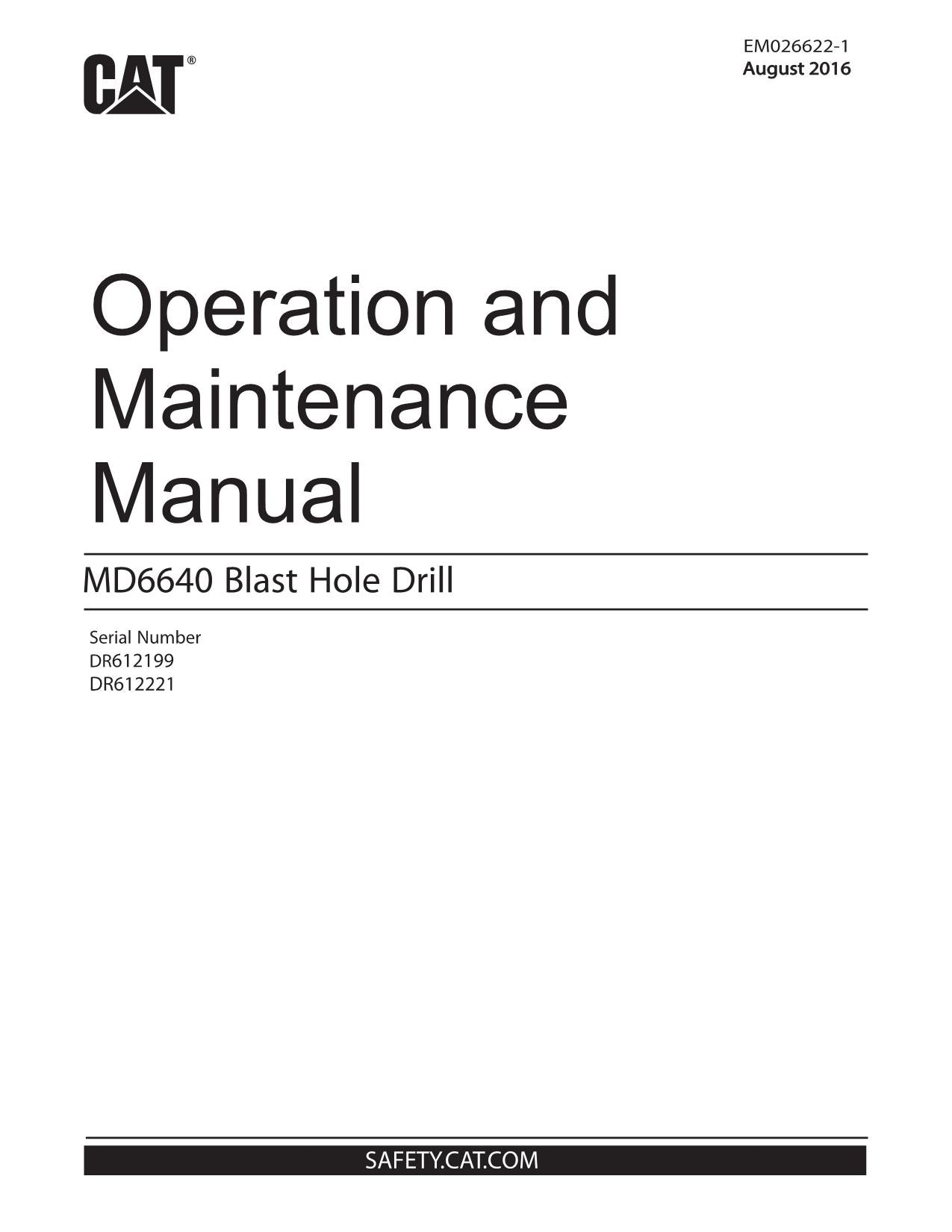 Caterpillar MD6640 Perforadora Giratoria Manual de Operación y Mantenimiento