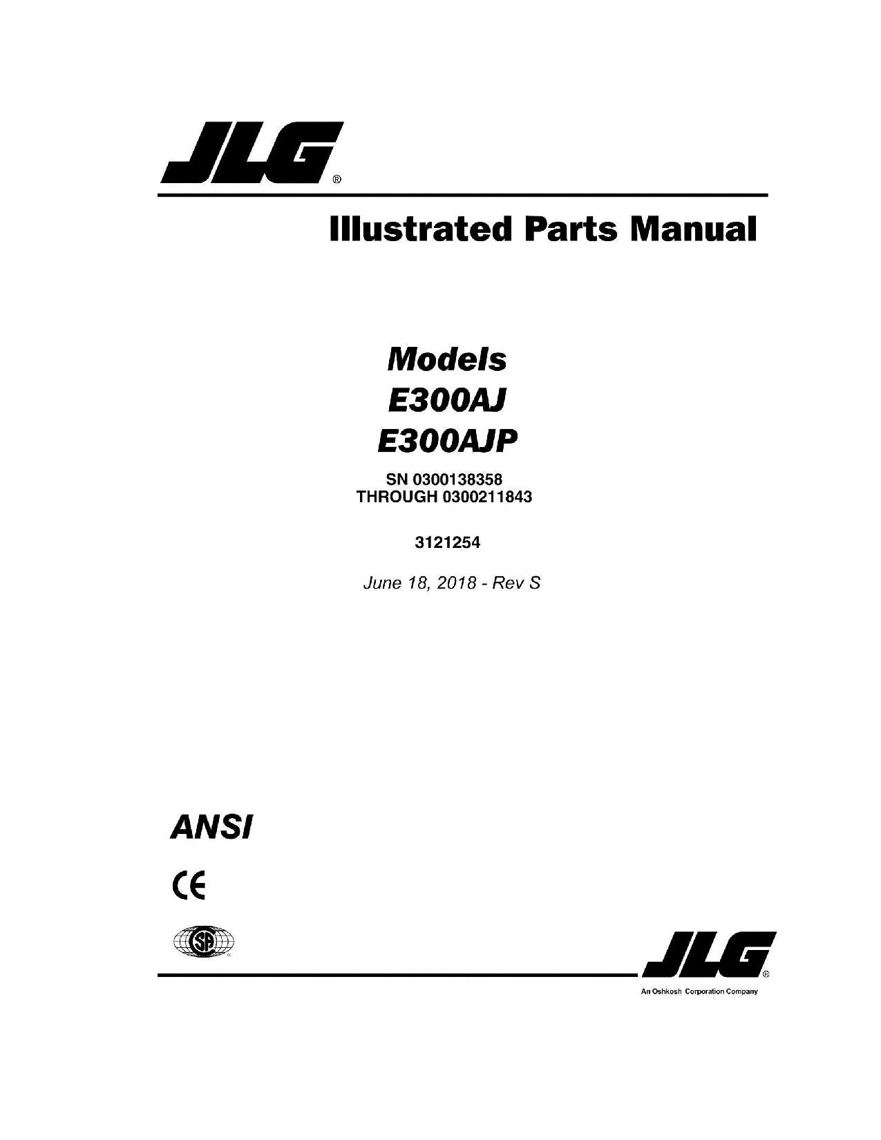Manual del catálogo de piezas del elevador de tijera JLG E300AJ E300AJP