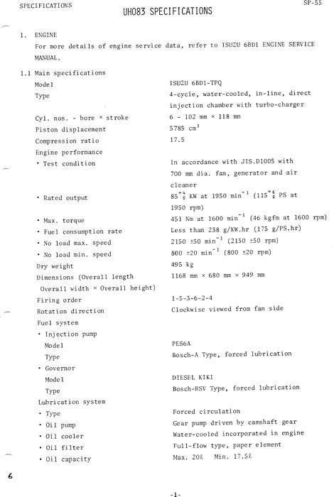 HITACHI UH083 UH083LC EXCAVATOR SERVICE MANUAL