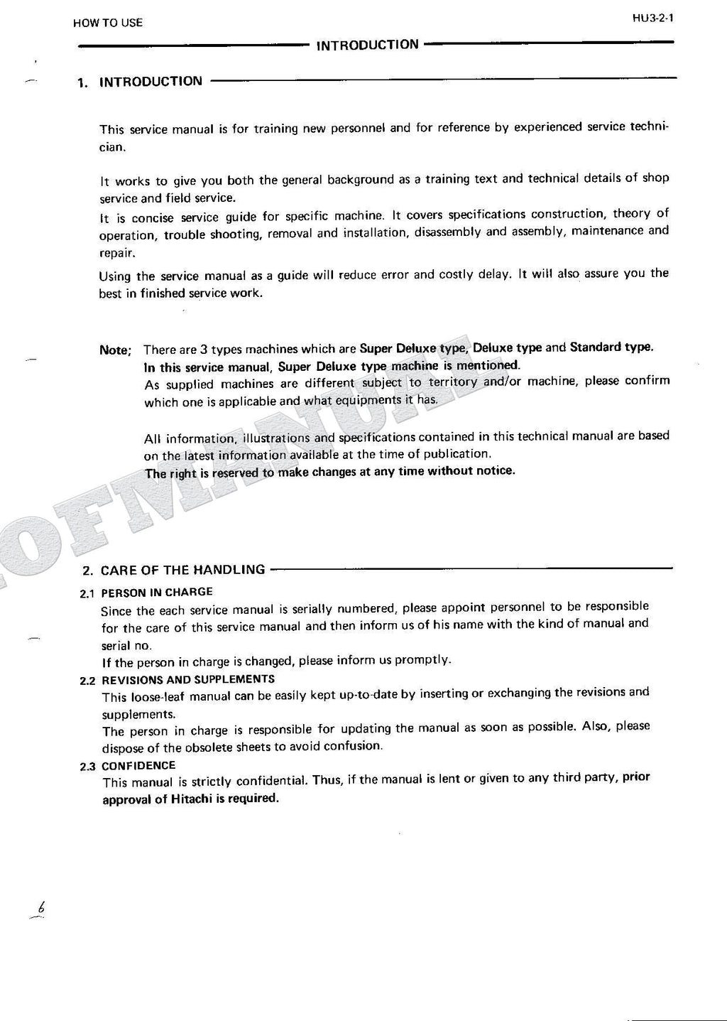 HITACHI EX300 Hudraulic Excavator Repair Service Manual