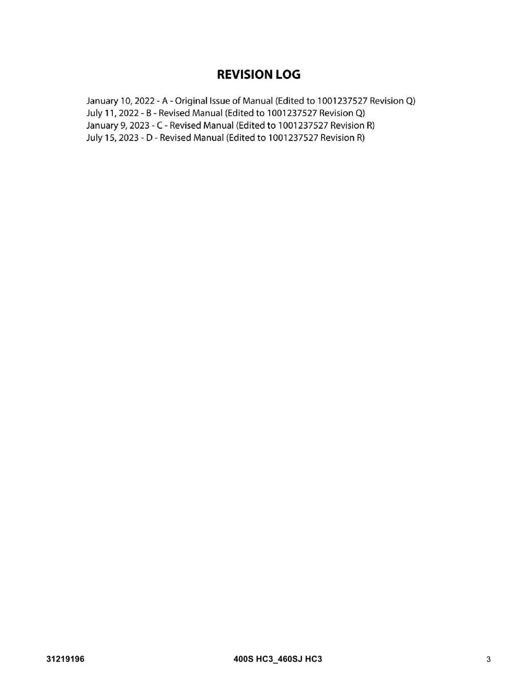 JLG 400S HC3 460SJ HC3 Boom Lift Parts Catalog Manual 31219196