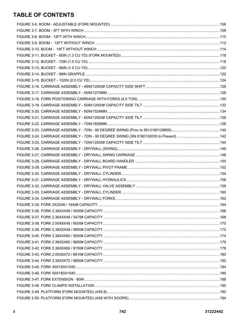 JLG 742 Telehandler Parts Catalog Manual
