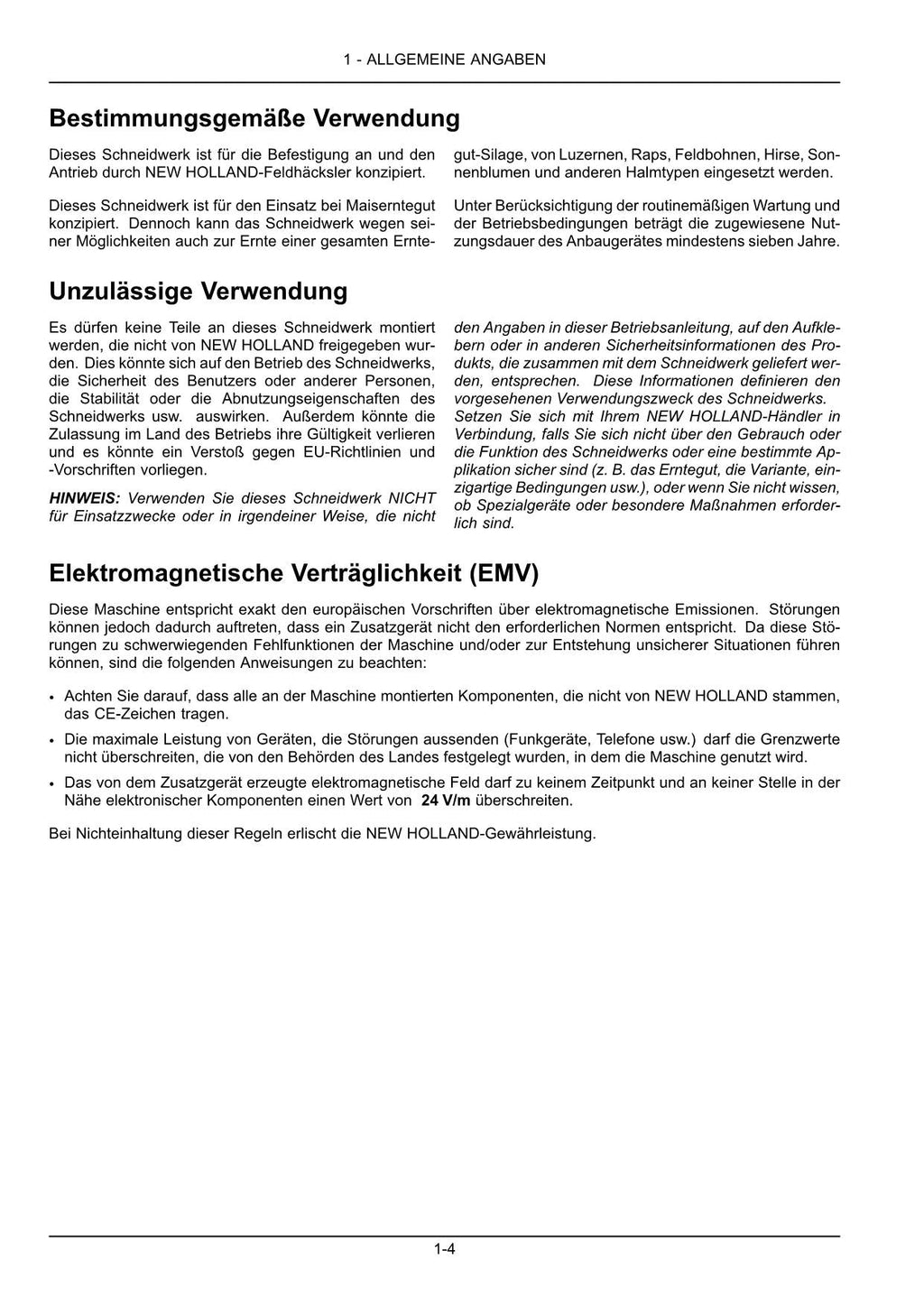 New Holland 450BFI 600BFI 600BFS 750BFI 900BFI Schneidwerk Betriebsanleitung