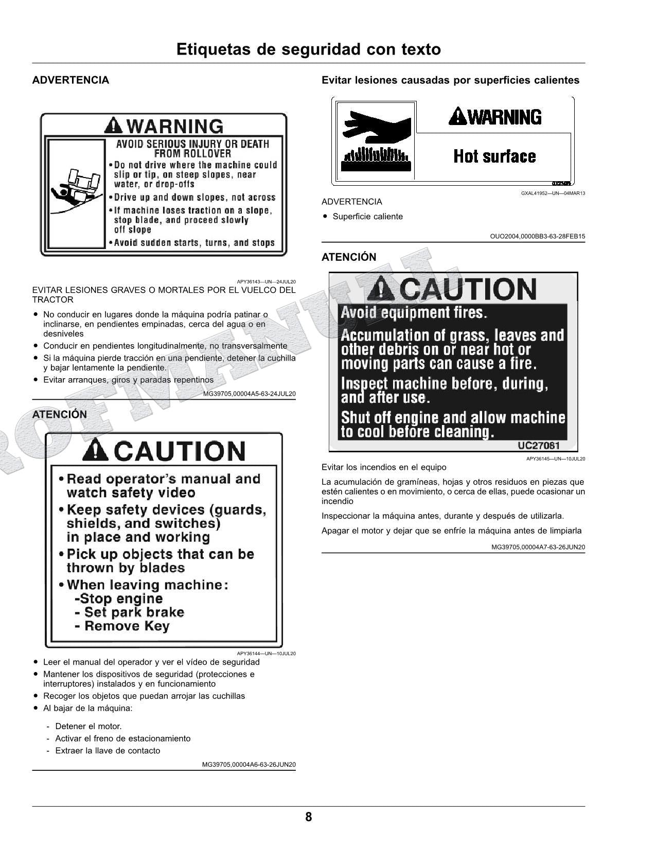 John Deere S180 S170 S100 S120 S110 S140 S130 S160 Tractor Manual del Operador