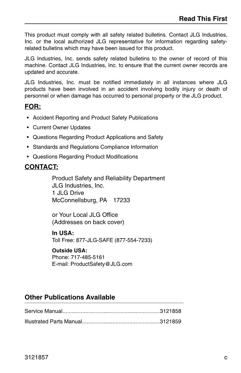 Manual del operador de mantenimiento y operación del manipulador telescópico JLG 4017