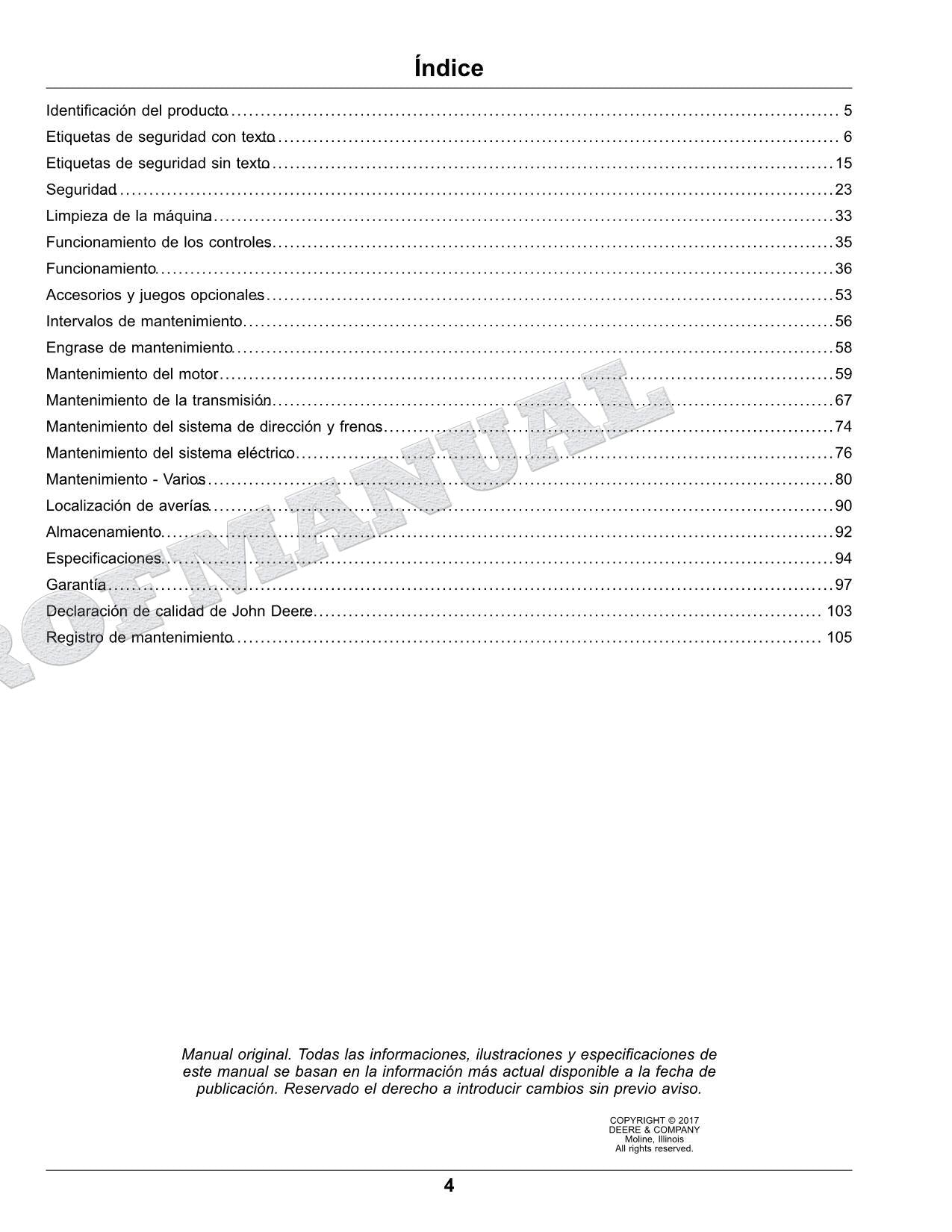 John Deere XUV560E XUV560E S4 cocodrilo Manual del Operador Español SN 010001-