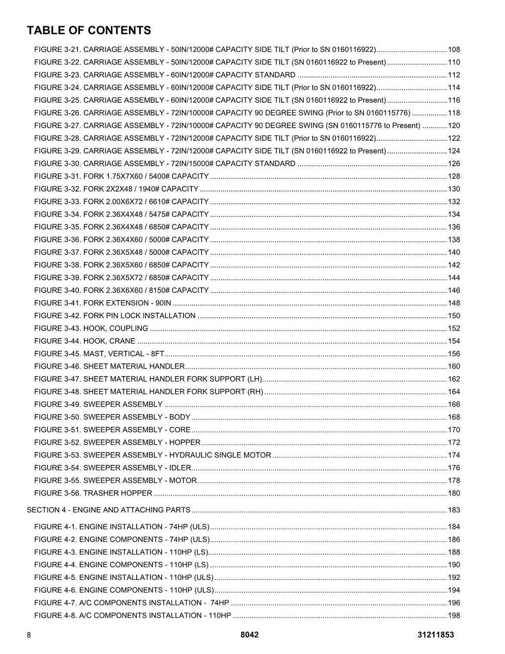 SKYTRAK 8042 Telehandler Parts Catalog Manual 31211853