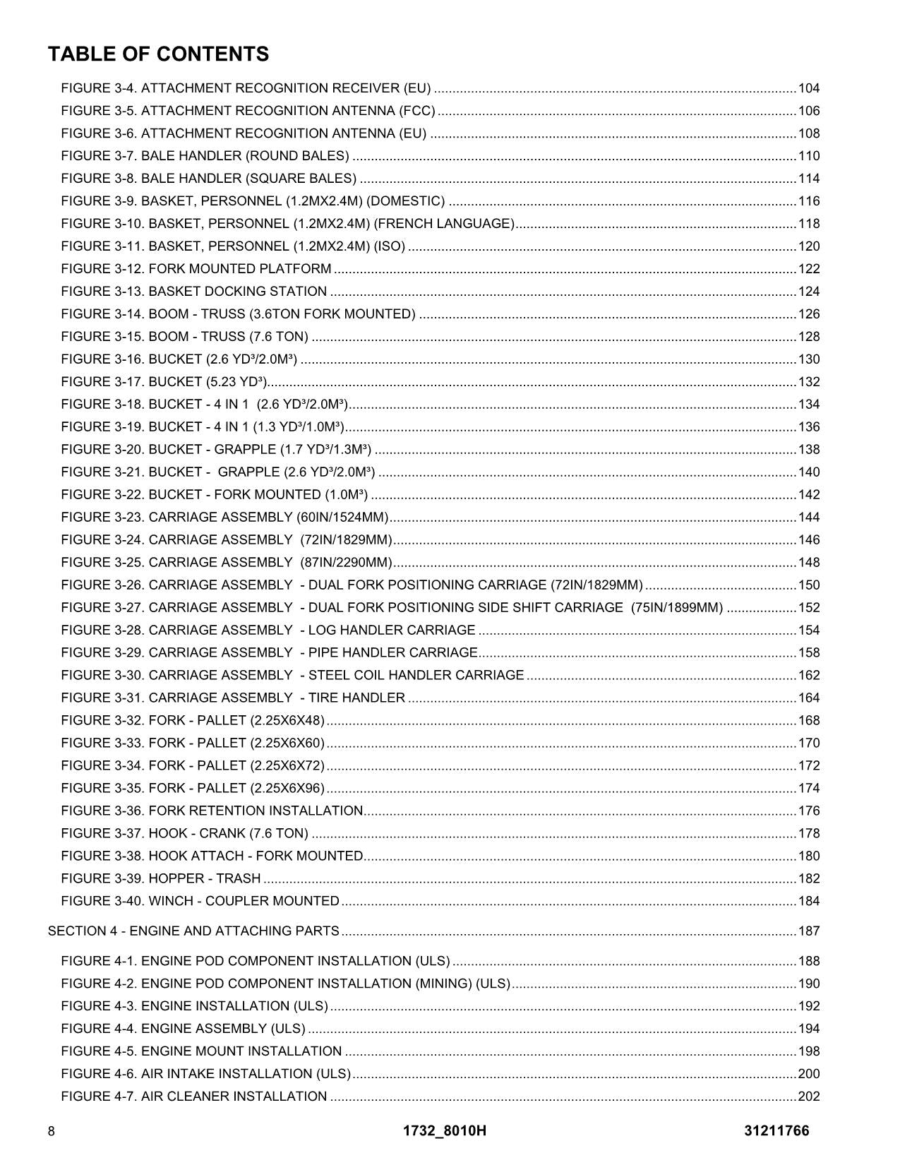 Manual del catálogo de piezas del manipulador telescópico JLG 1732 8010H 31211766