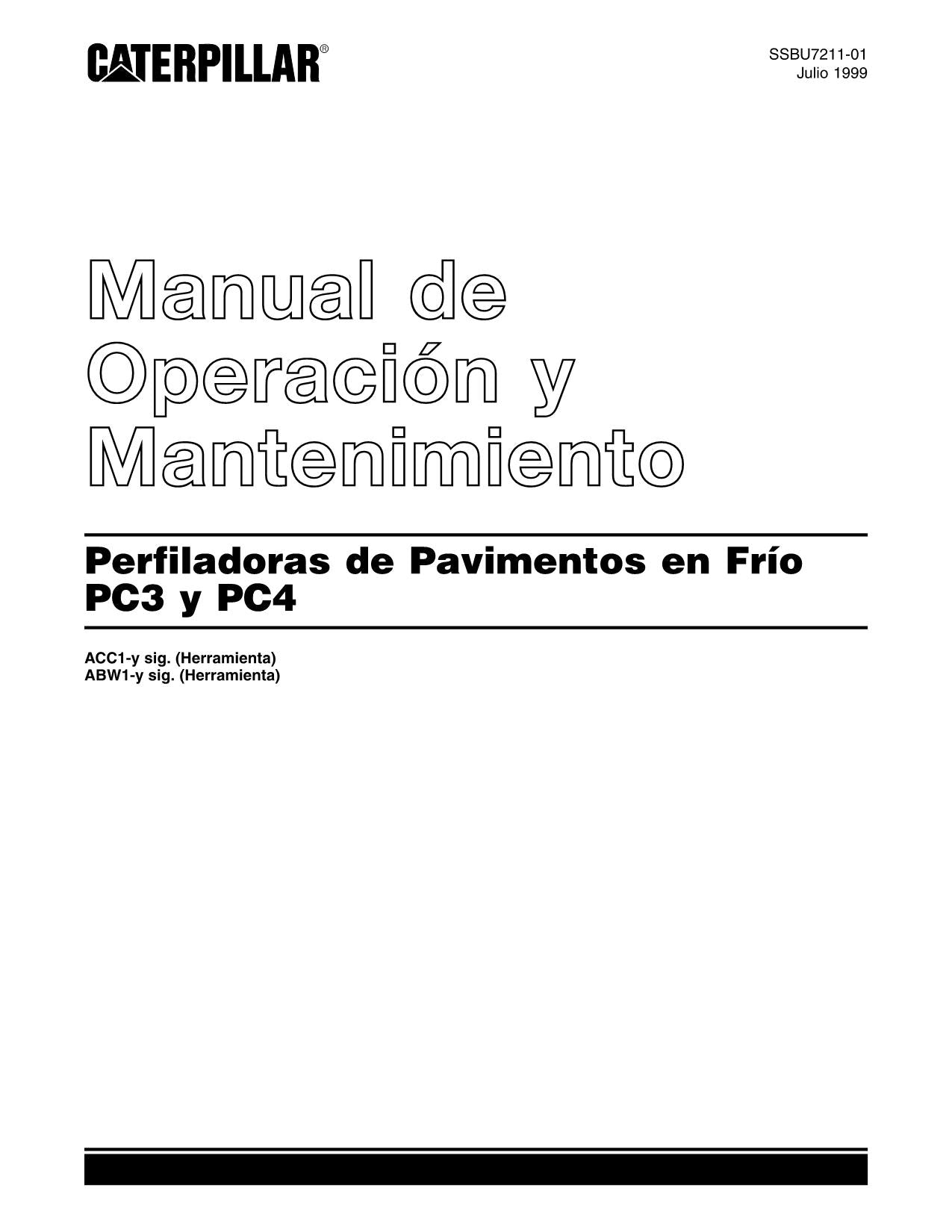 Caterpillar PC3 PC4 Perfiladora de pavimento en frio Manual de Operacion Espanol