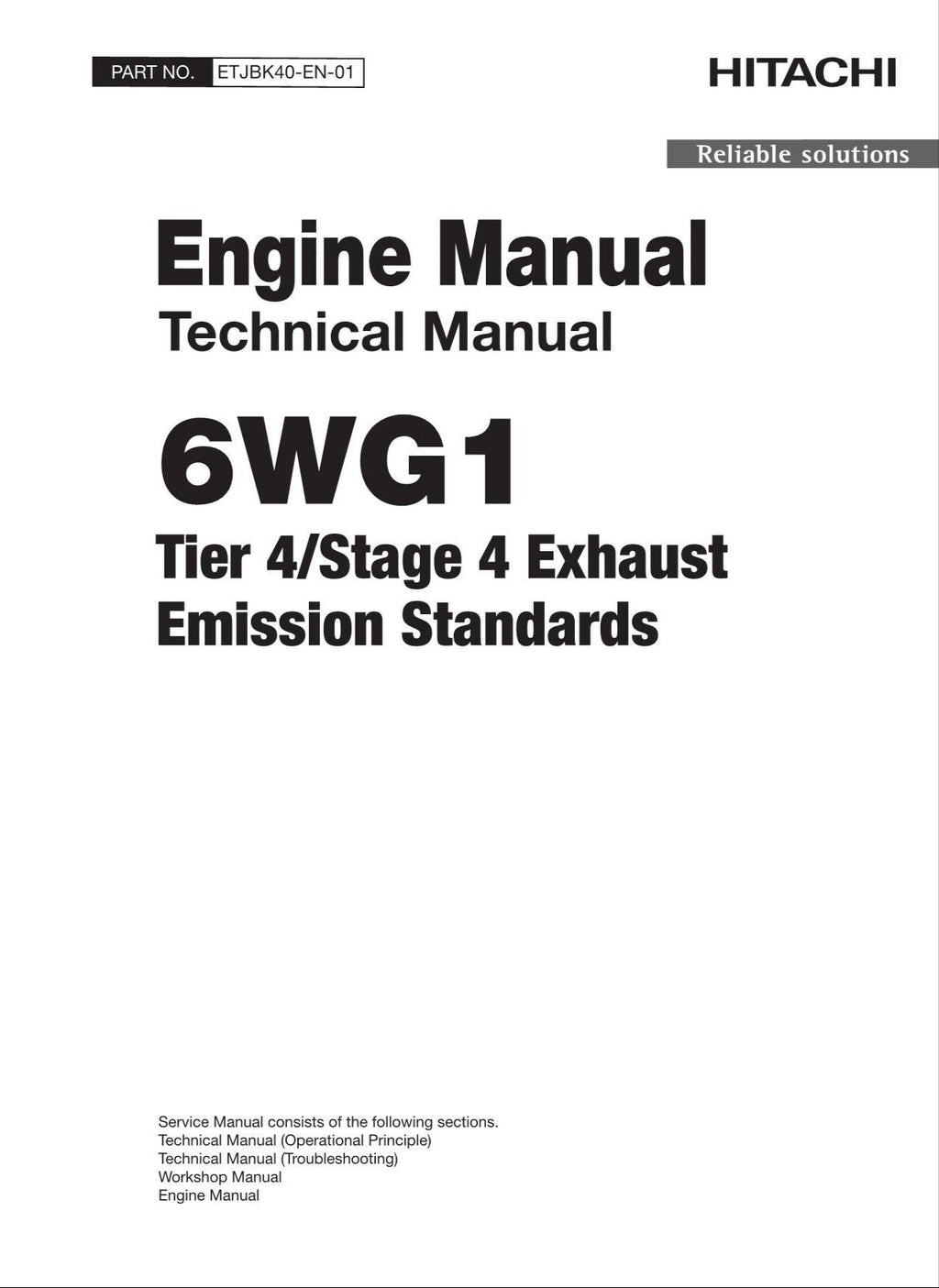 Hitachi 6WG1 Wheel Loader Engine Manual Technical Manual
