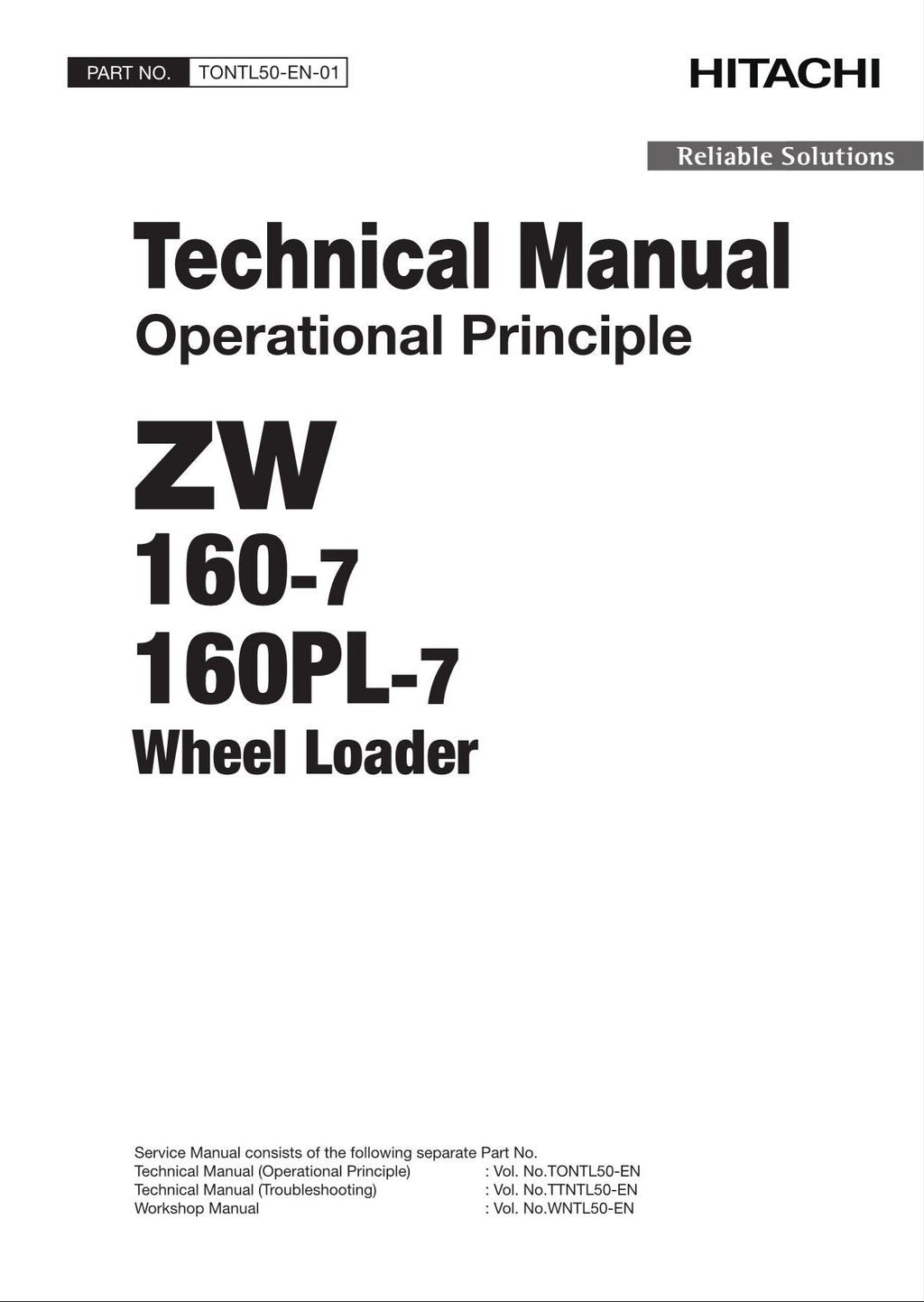 Hitachi ZW160-7 ZW160PL-7 Wheel Loader Technical Manual Operational Principle