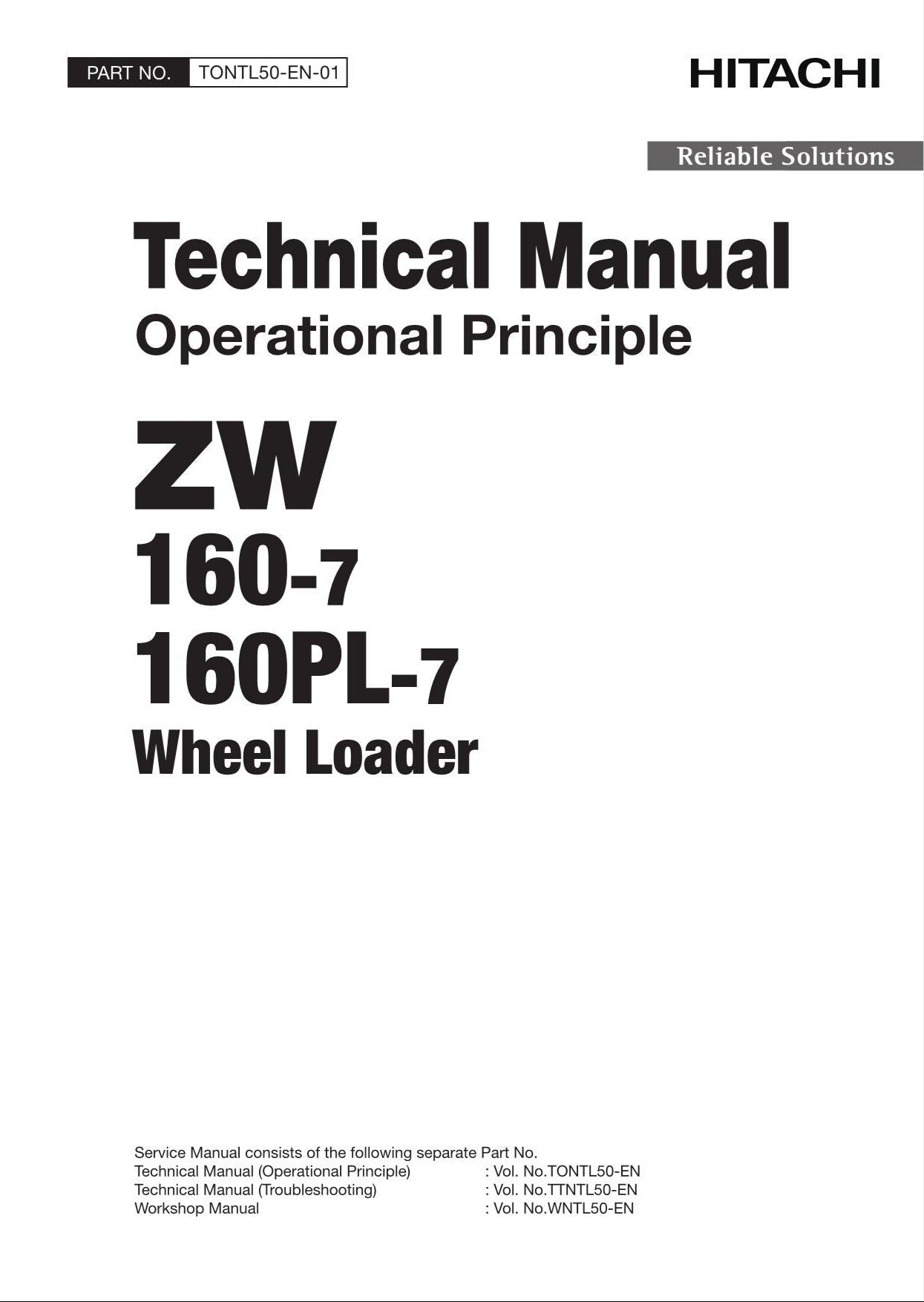 Hitachi ZW160-7 ZW160PL-7 Wheel Loader Technical Manual Operational Principle