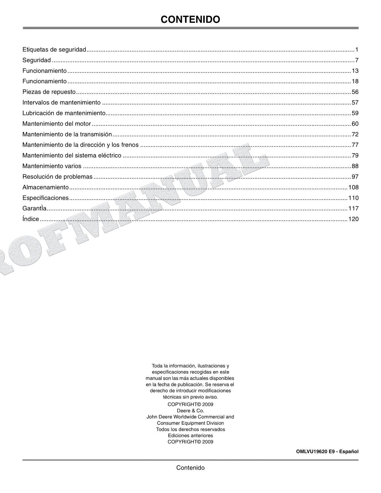 John Deere SN 4120 610001-810000 4320 620001-810000 Tractor Manual del Operador