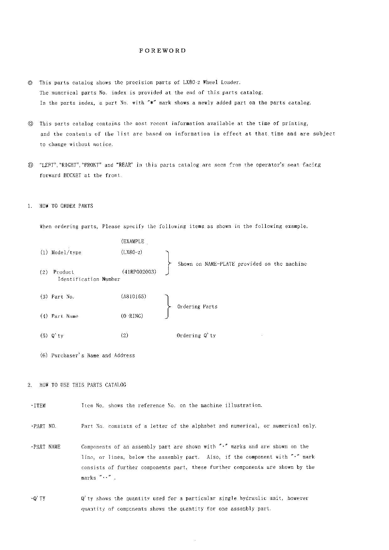 Hitachi LX80-2 Wheel Loader Equip Component Parts Catalog Manual SN 002003-up