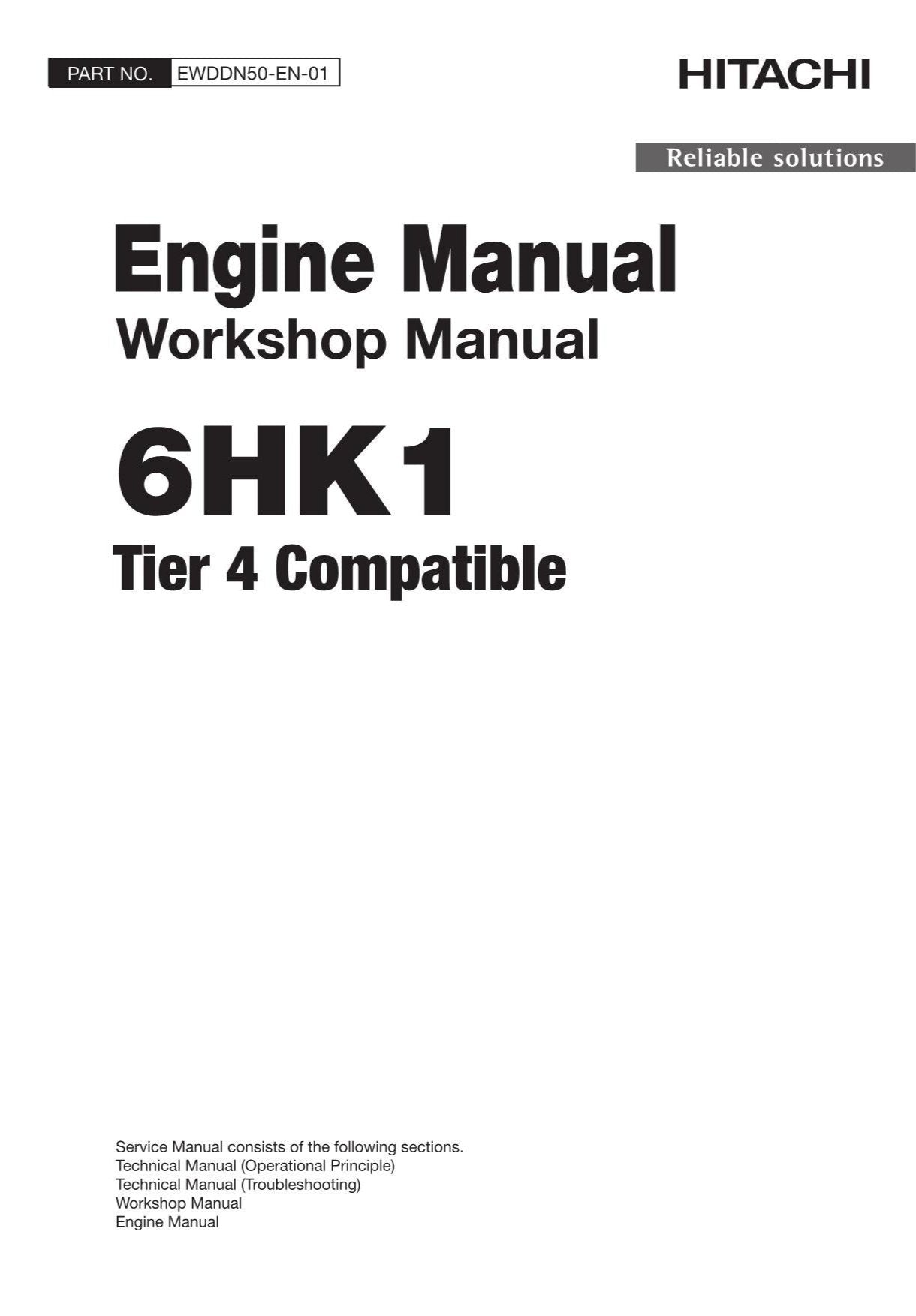Hitachi 6HK1 Tier 4 Workshop Engine Service Repair manual EWDDN50