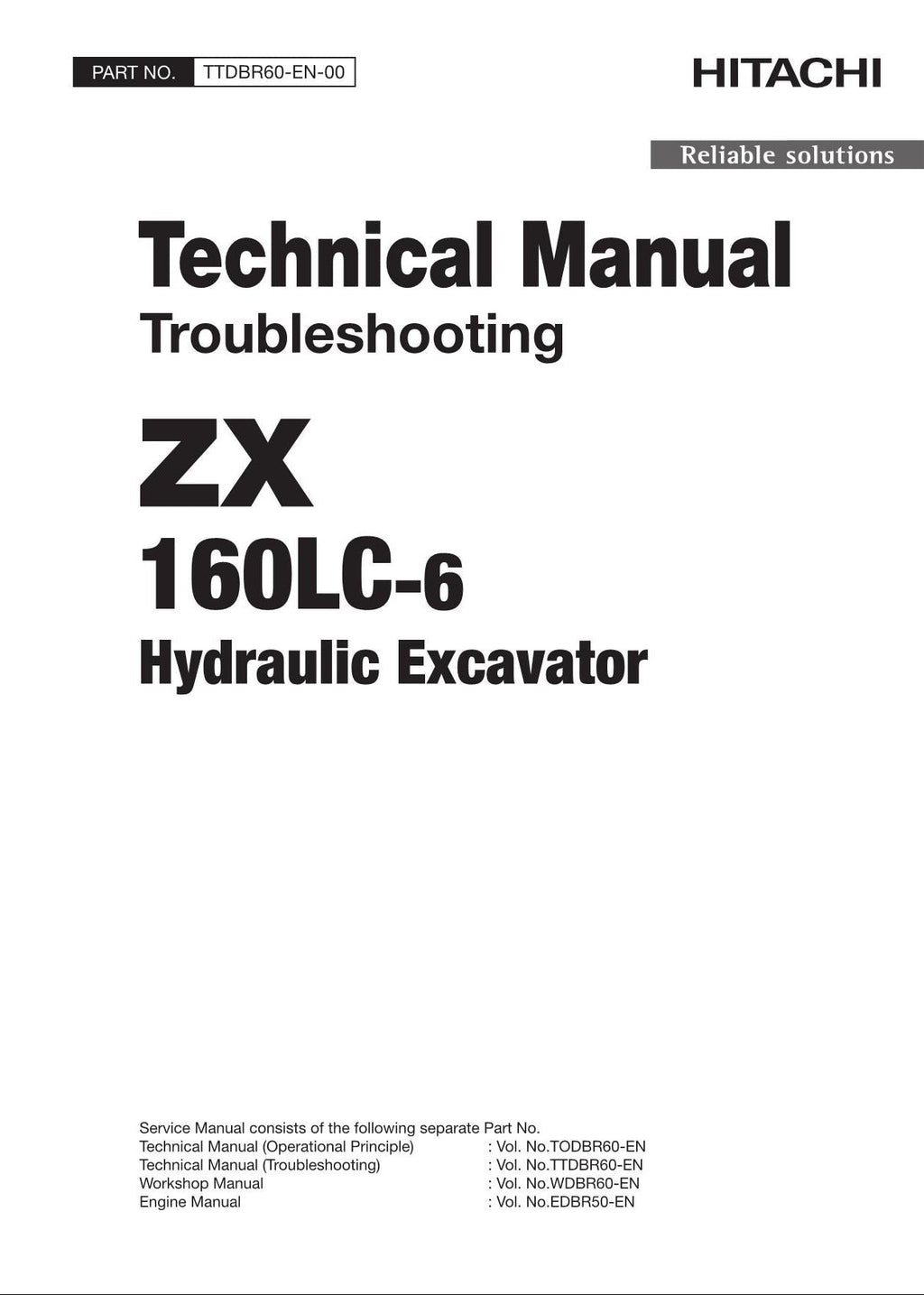HITACHI ZAXIS ZX160LC-6 Excavator Troubleshooting +Schematic Workshop Manual